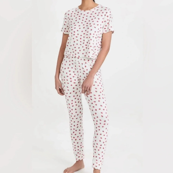 Revolve Plush Strawberry Jersey Pajama Set - Picture 1 of 5